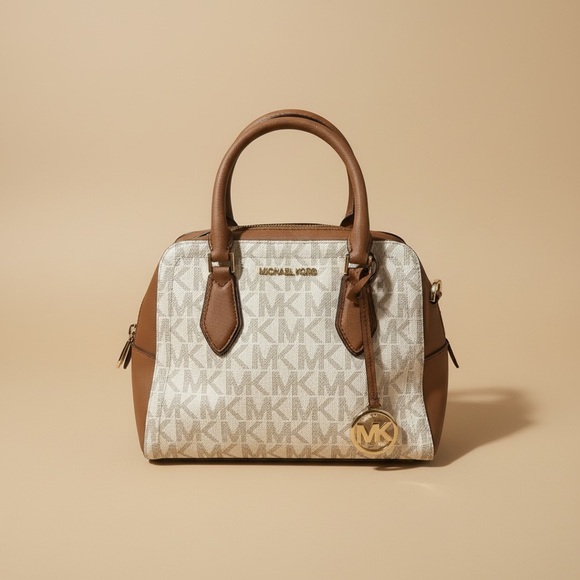 Michael Kors Ayden Medium Logo and Faux Leather Satchel - Picture 3 of 9
